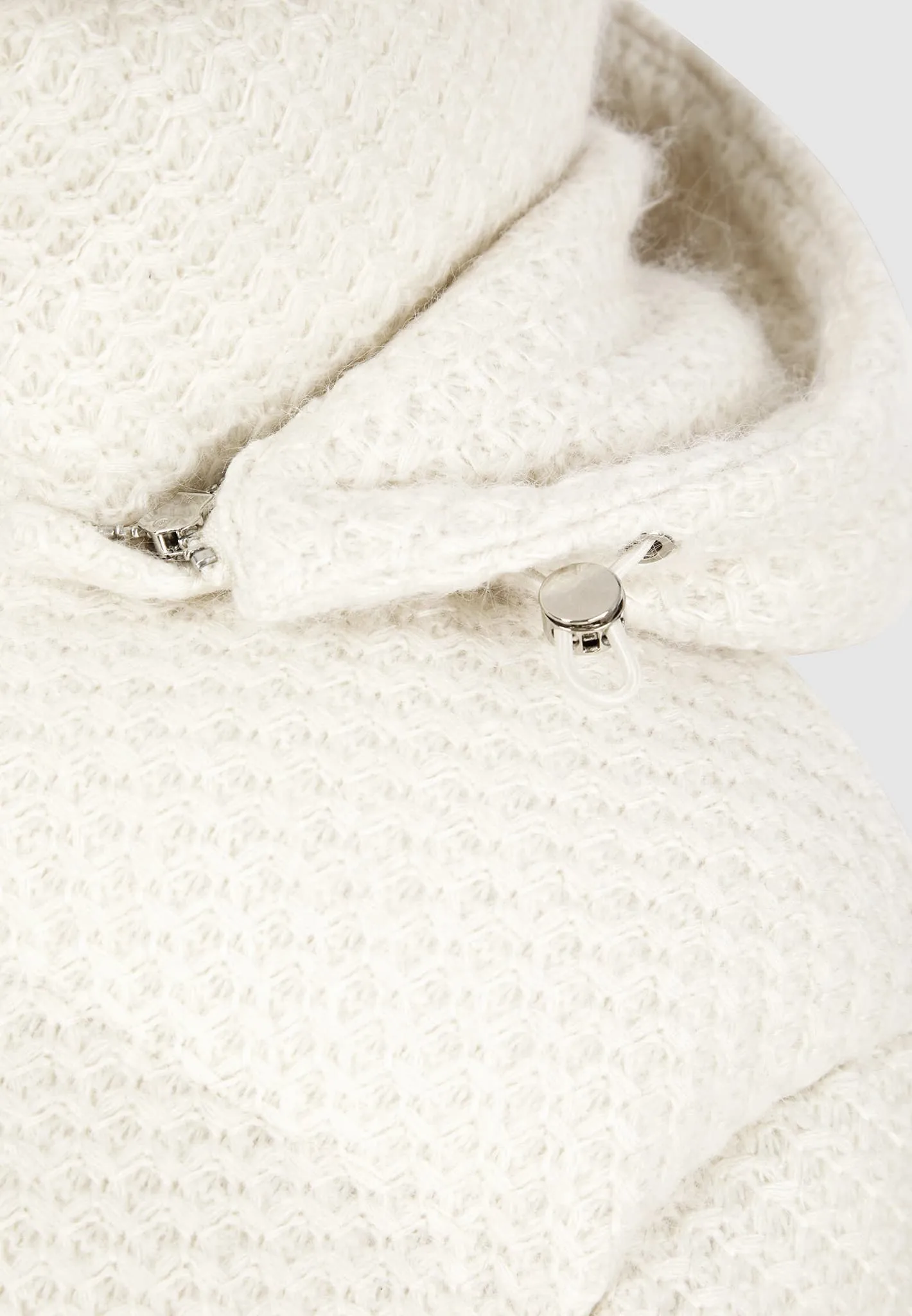 Textured Knit Puffer Jacket - Cream