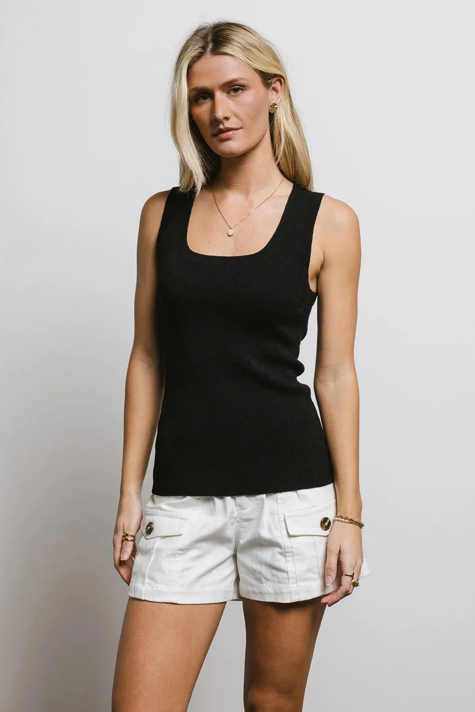 Textured Sweater Tank in Black - FINAL SALE