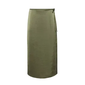 Tied Waist Satin Midi Skirt