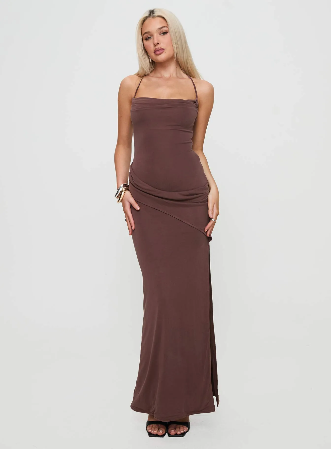 Toleet Marchesi Cupro Maxi Dress Chocolate