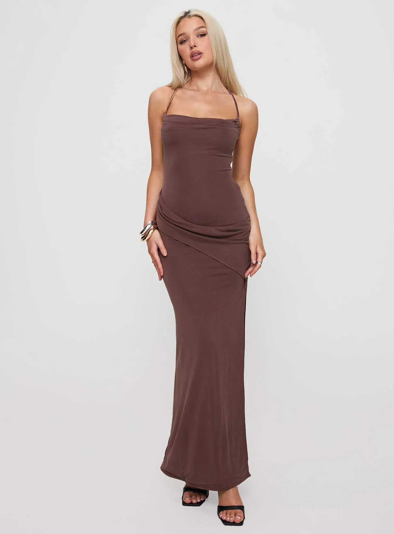 Toleet Marchesi Cupro Maxi Dress Chocolate