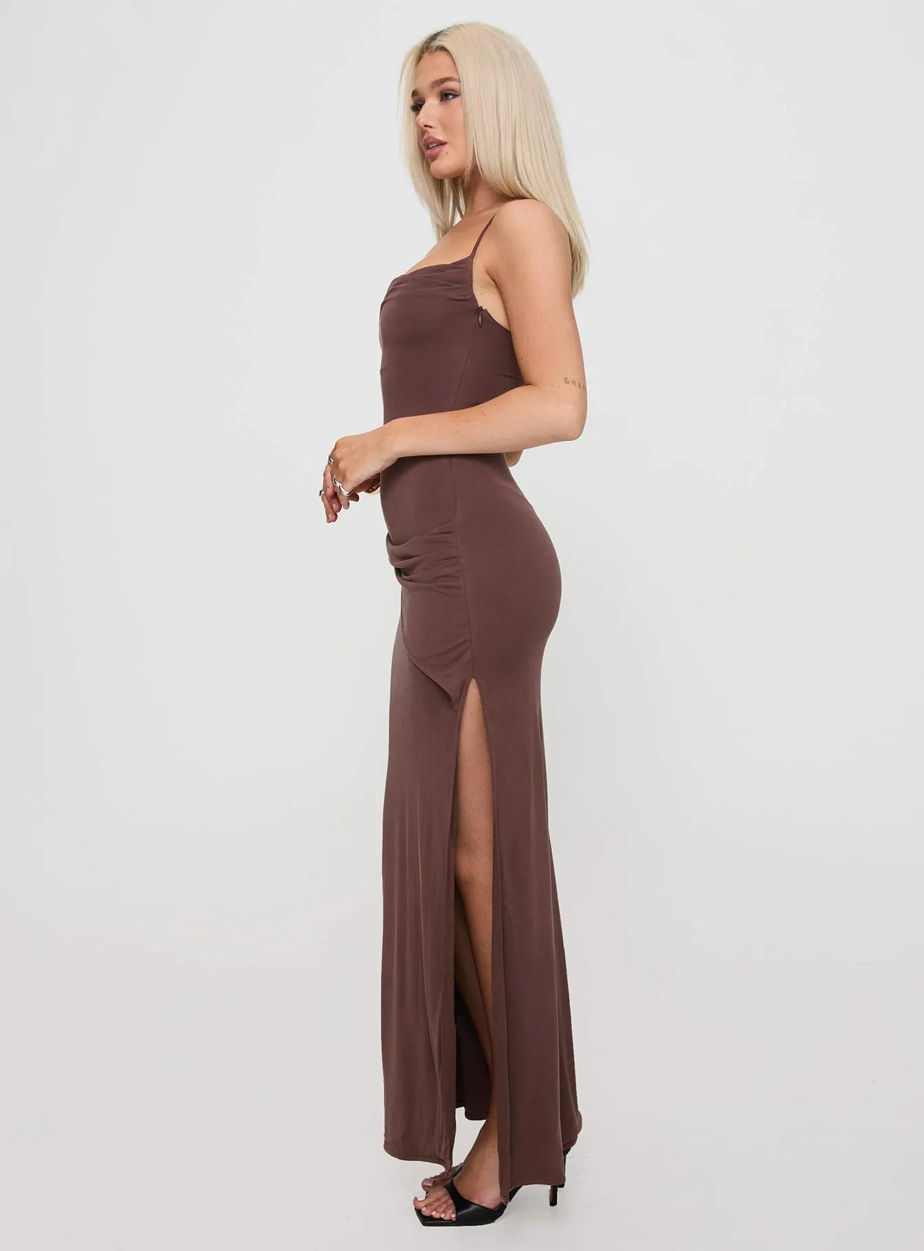 Toleet Marchesi Cupro Maxi Dress Chocolate