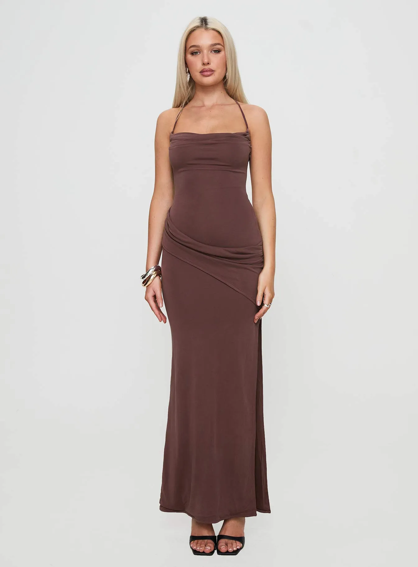 Toleet Marchesi Cupro Maxi Dress Chocolate