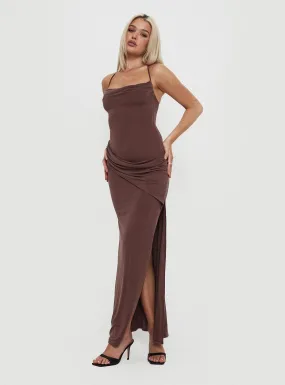 Toleet Marchesi Cupro Maxi Dress Chocolate