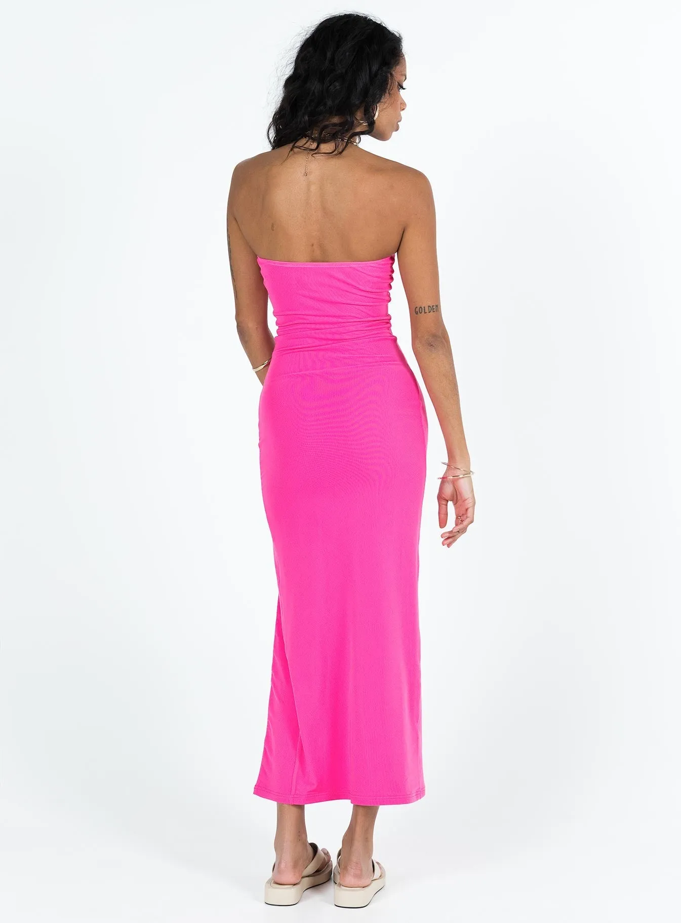 Toleet Panama Strapless Maxi Dress Hot Pink