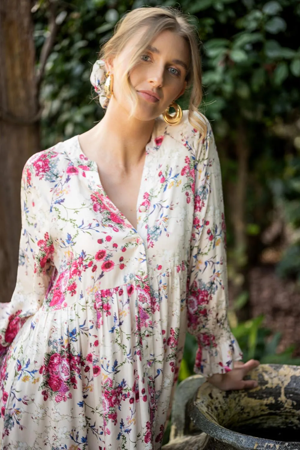 Tuscany Floral Print Maxi Boho Dress