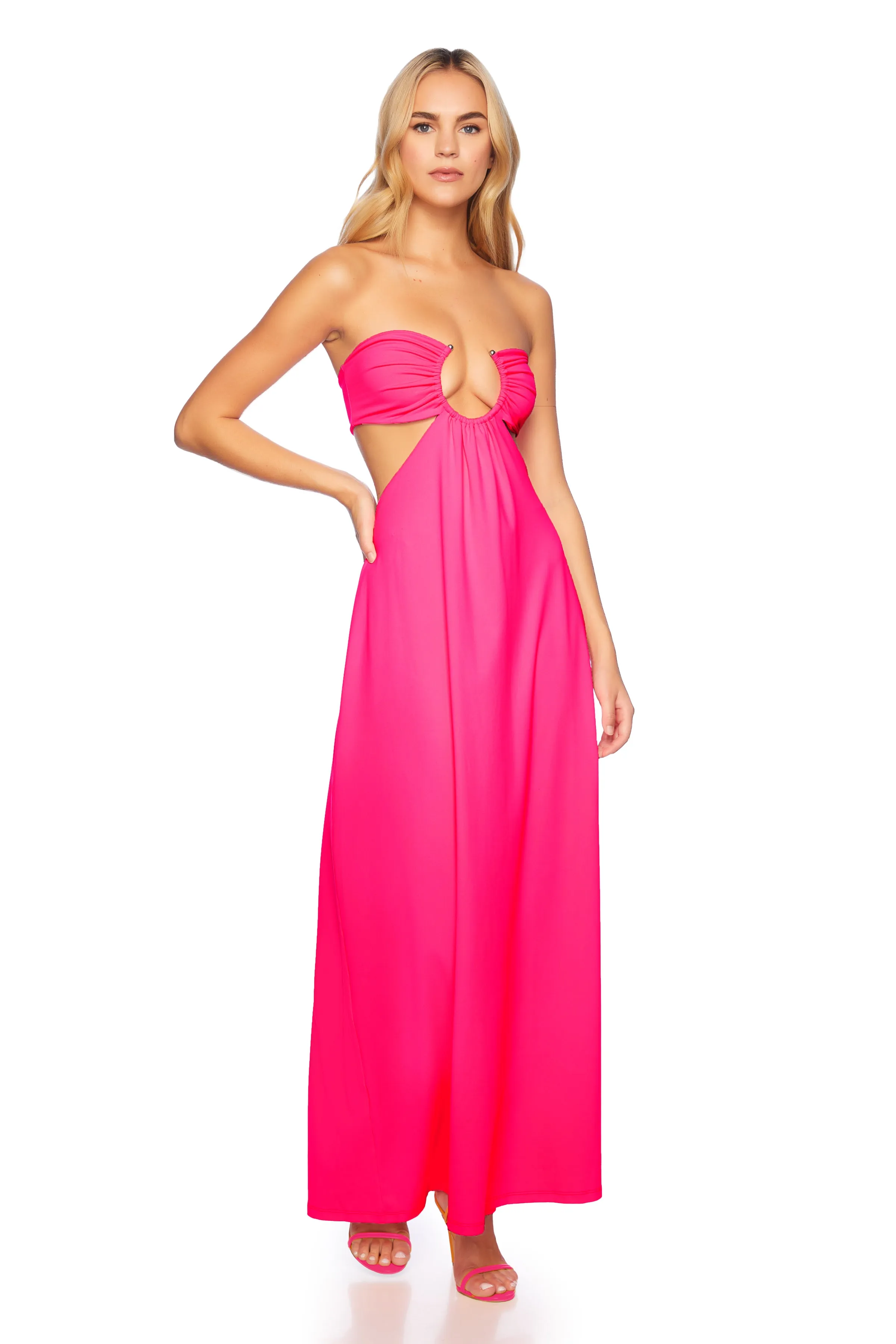 u wire cut out maxi dress