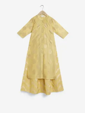 Utsa Kids Yellow Kurta And Maxi Dress Set