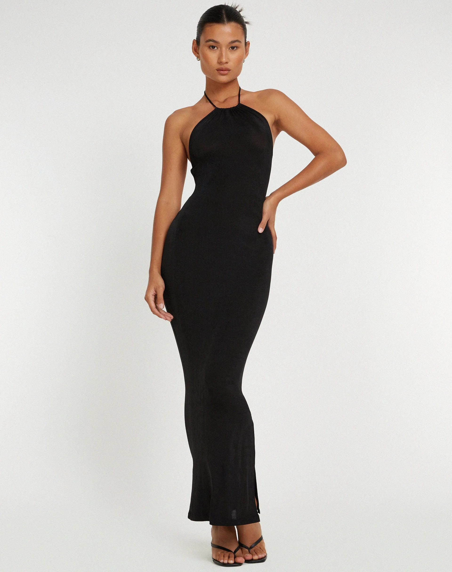 Virnilia Halterneck Maxi Dress in Black