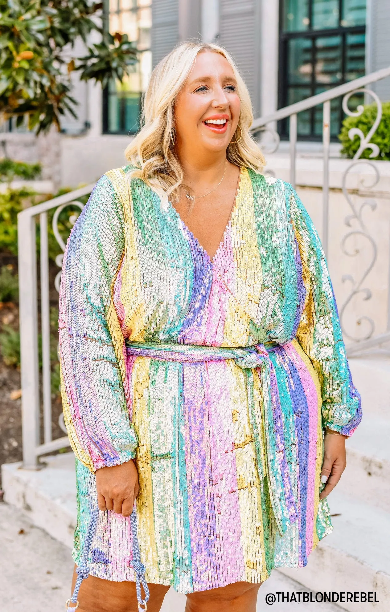 Wear Me Out Dress ~ Rainbow Stripe Sequins