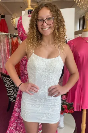 White Lace Bodycon Teen Homecoming Dress