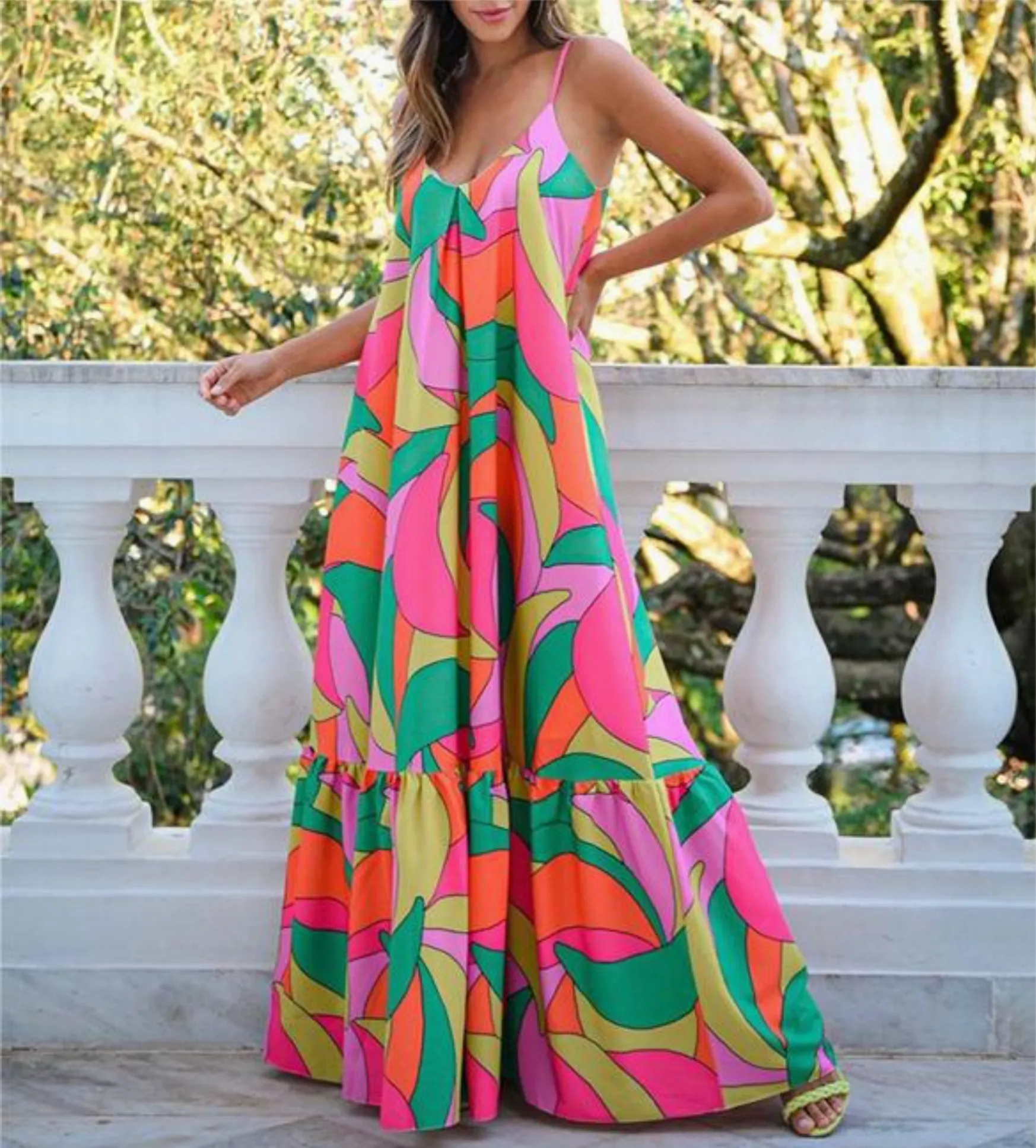 Women Maxi Sundress - Bohemian Floral