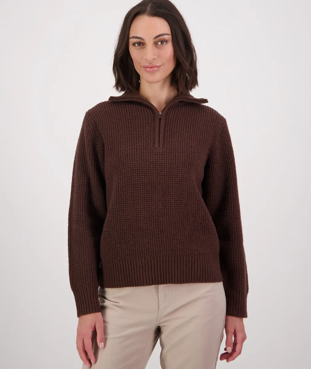 Women's Riverside V2 Zip Neck Rib Jumper