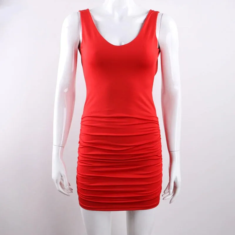 Women's Summer V-Neck Sleeveless Backless Bodycon Mini Dress