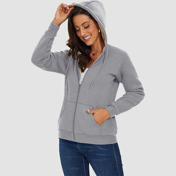 Womens Zip Up Hoodie Sherpa Lined Fleece Jacket Winter Warm Jacket