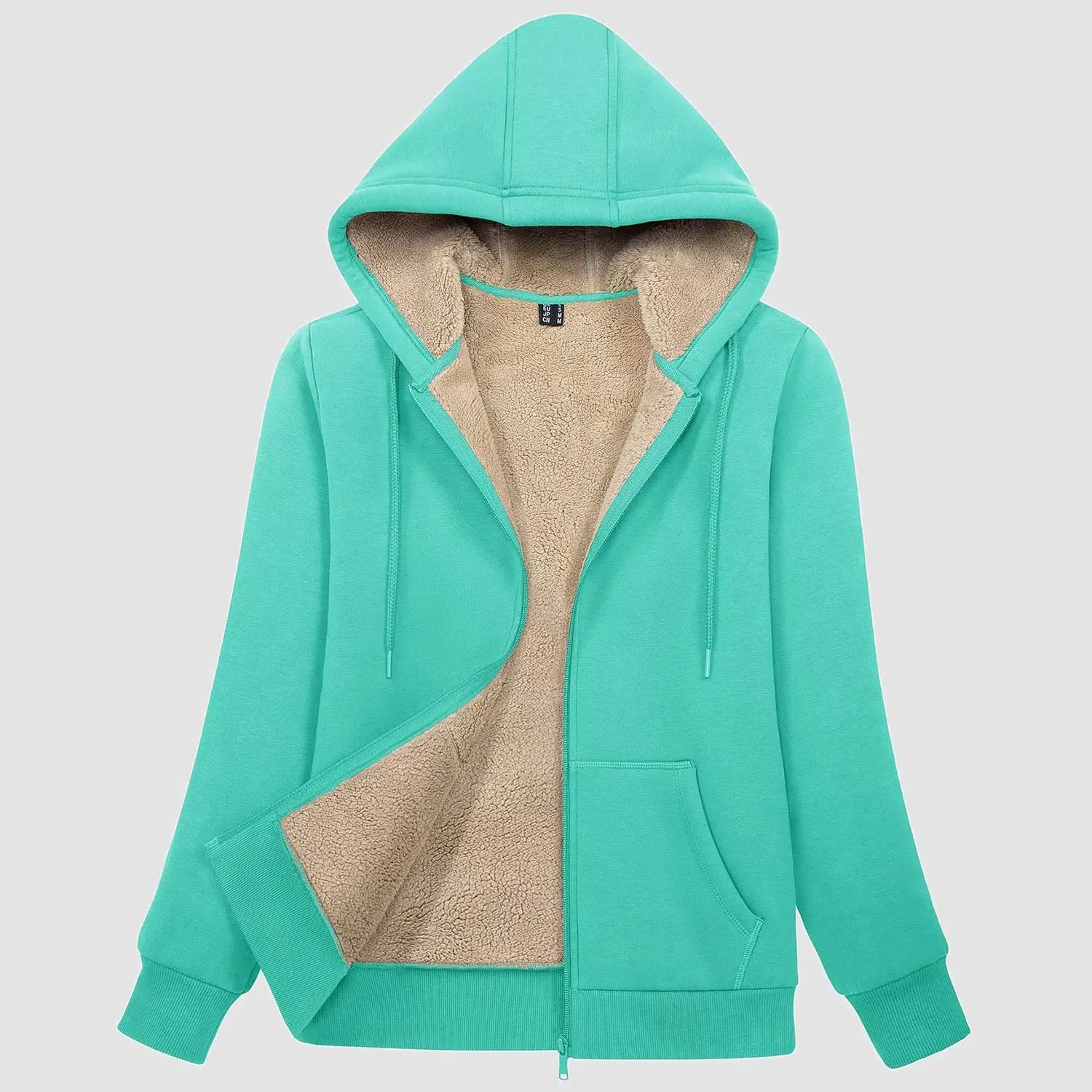 Womens Zip Up Hoodie Sherpa Lined Fleece Jacket Winter Warm Jacket