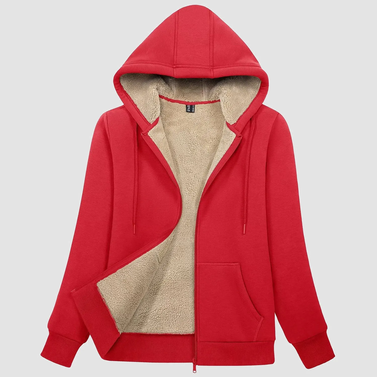 Womens Zip Up Hoodie Sherpa Lined Fleece Jacket Winter Warm Jacket