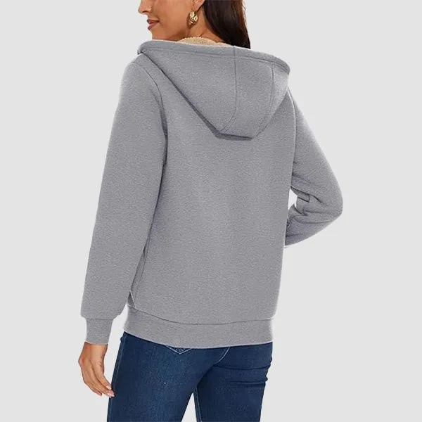 Womens Zip Up Hoodie Sherpa Lined Fleece Jacket Winter Warm Jacket