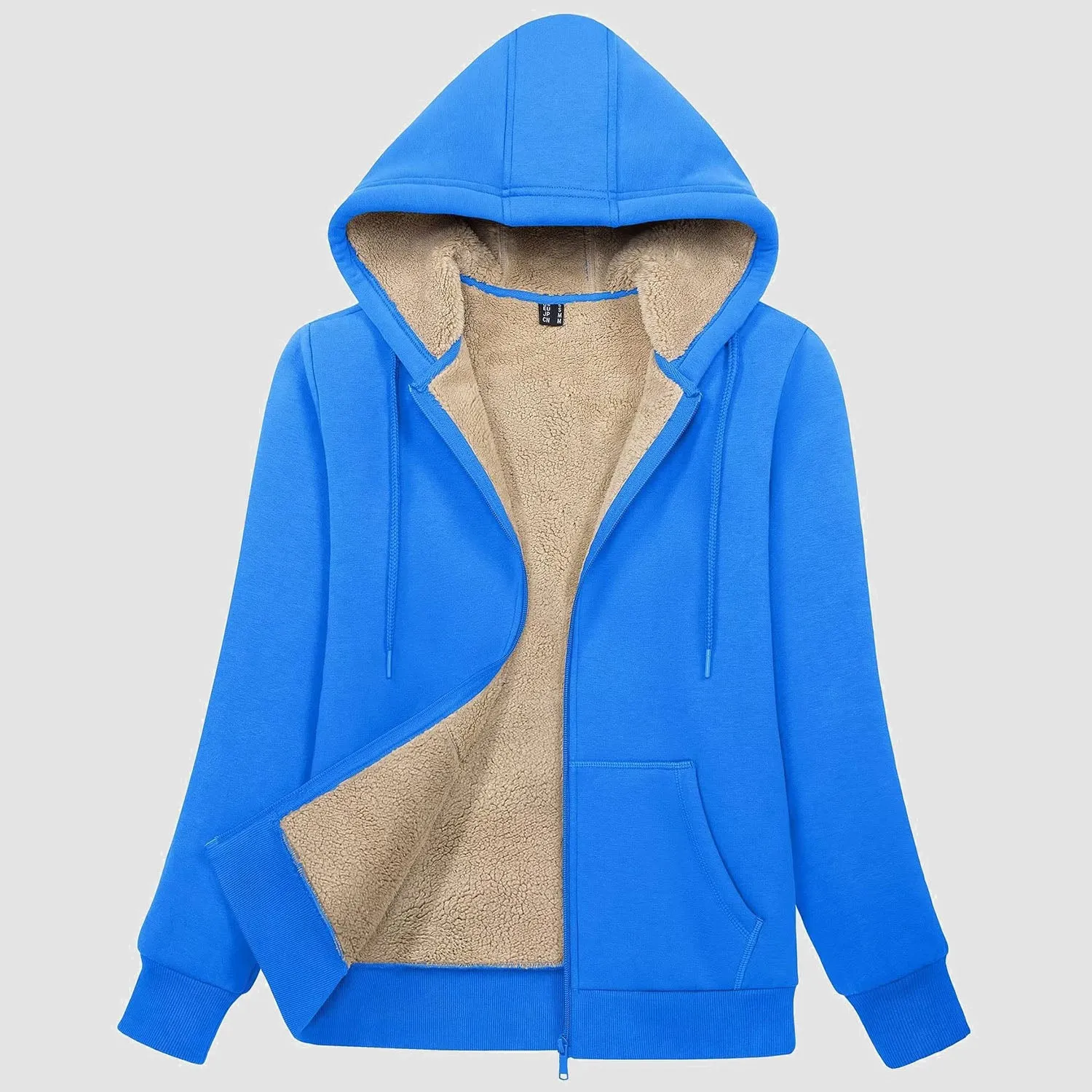 Womens Zip Up Hoodie Sherpa Lined Fleece Jacket Winter Warm Jacket