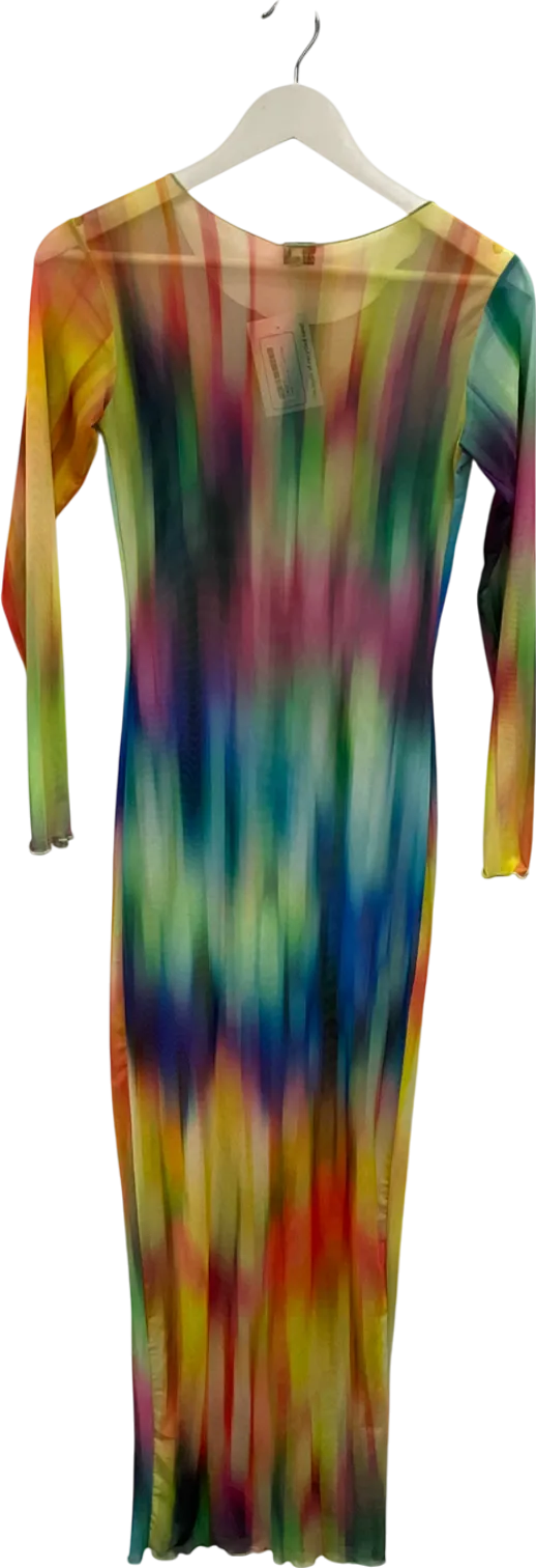 Zack London Multicoloured Vibrant Colour Mesh Maxi Dress UK S/M