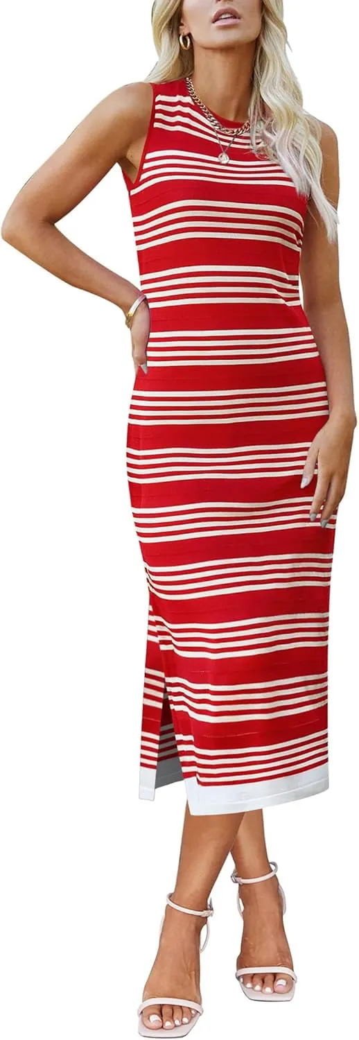 Zeagoo Womens Bodycon Midi Dresses Casual Sleeveless Dress