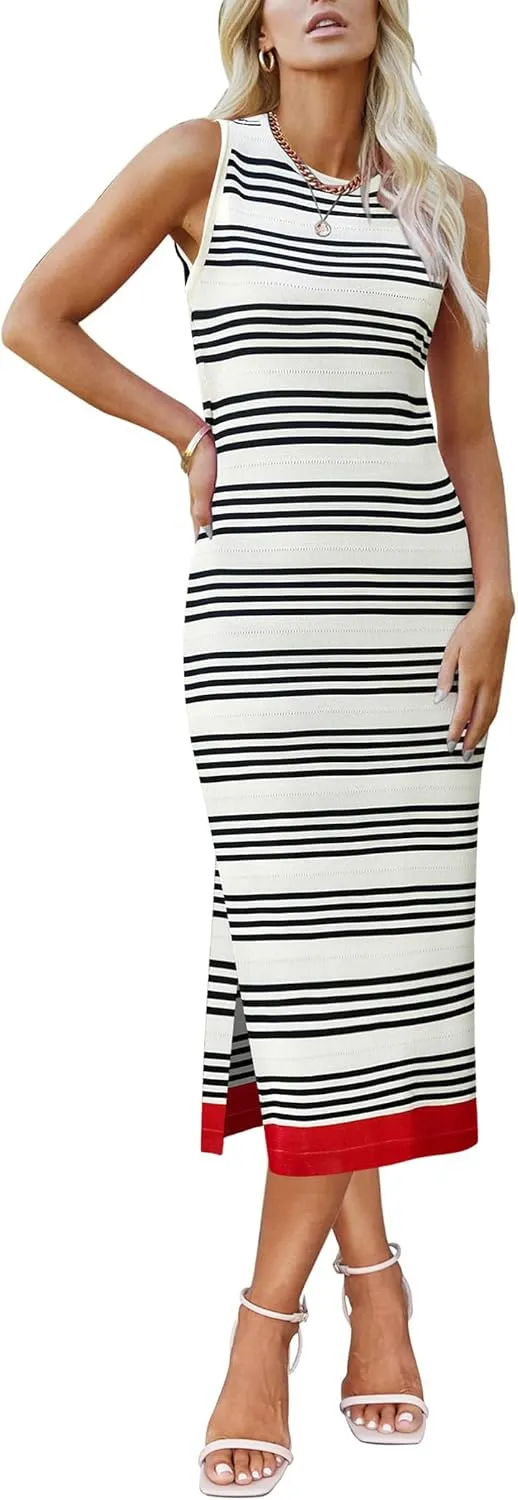 Zeagoo Womens Bodycon Midi Dresses Casual Sleeveless Dress